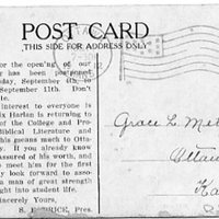 Delay of fall semester postcard, 1912 