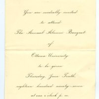Invitation to the Annual Alumni Banquet, 1897
